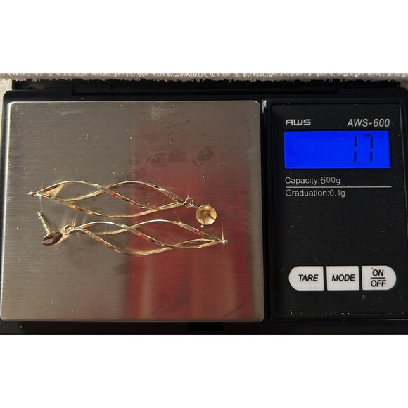 14K Yellow Gold Elegant Swirl Dangle Earrings - Picture 3 of 3